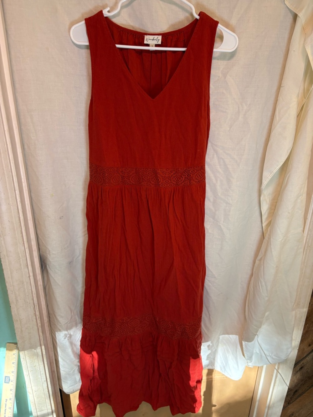 Wonderly Rust Orange/red Maxi Dress Women’s S Sleeveless v neck